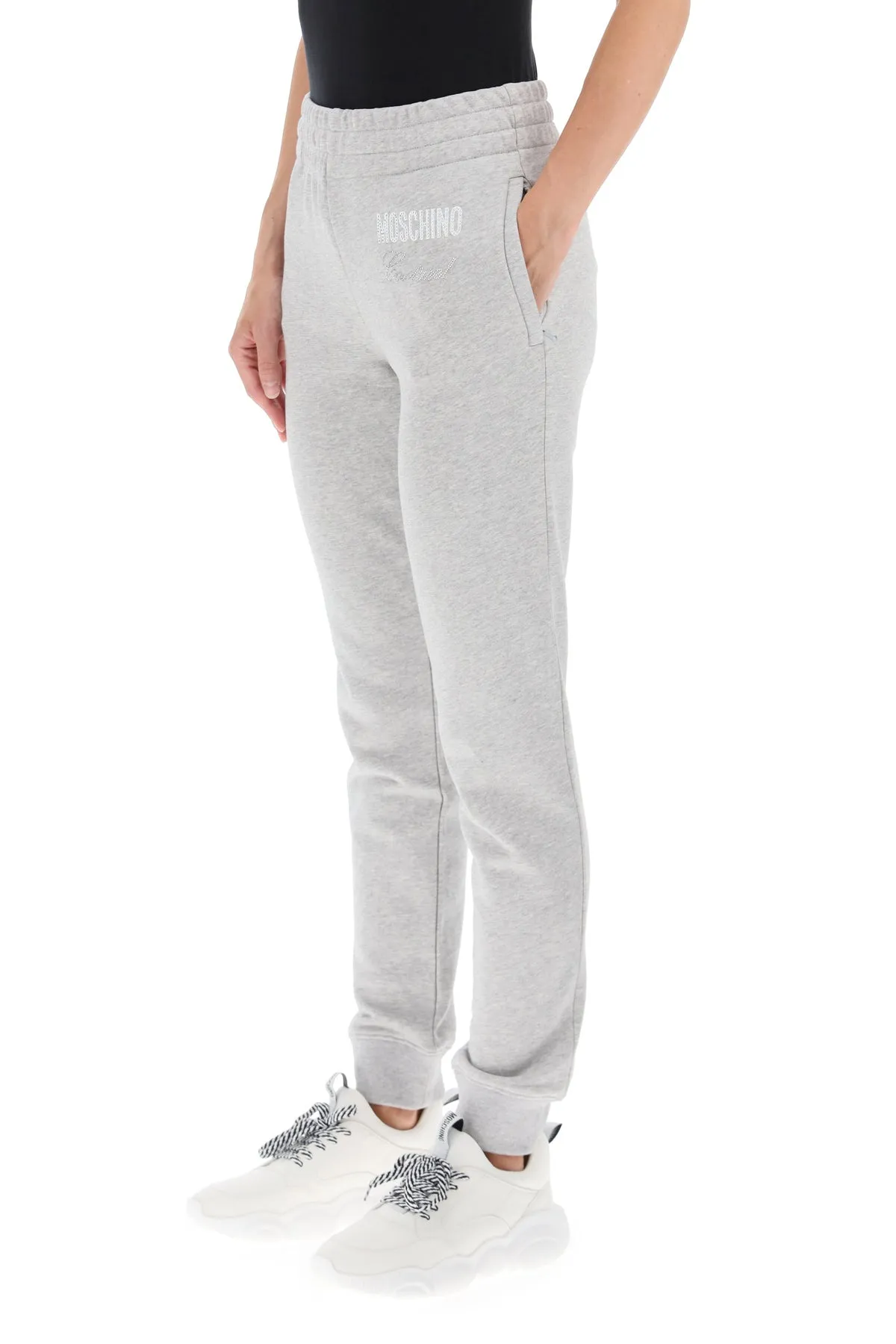 Moschino Crystal Embellished Logo Track Pants