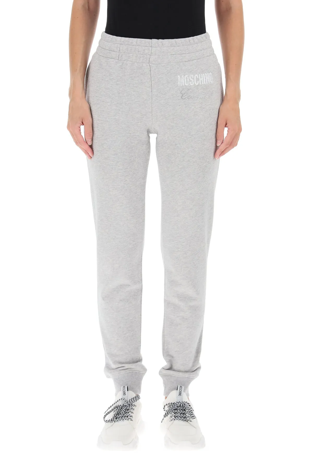 Moschino Crystal Embellished Logo Track Pants