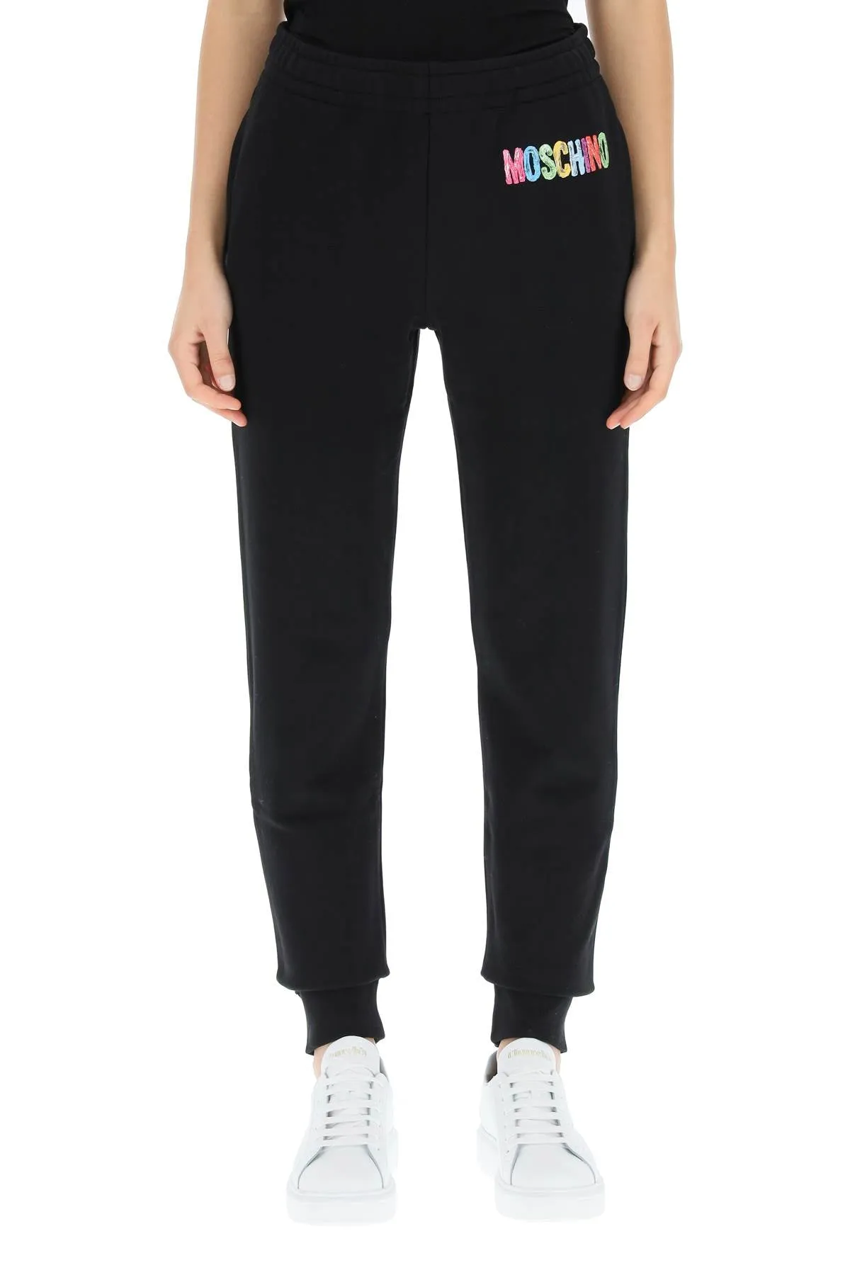 Moschino Logo-Print Slim Cut Track Trousers