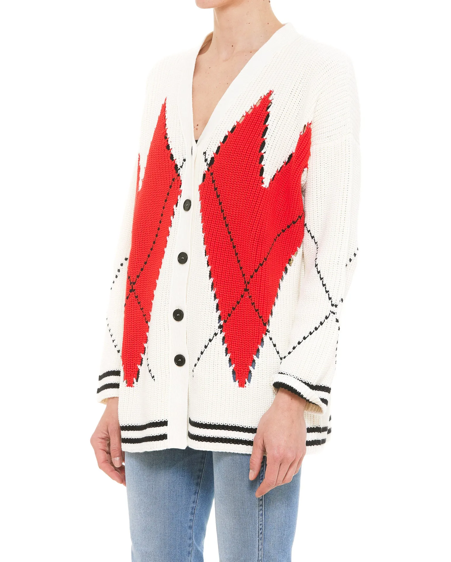 MSGM Argyle Pattern Knit Cardigan