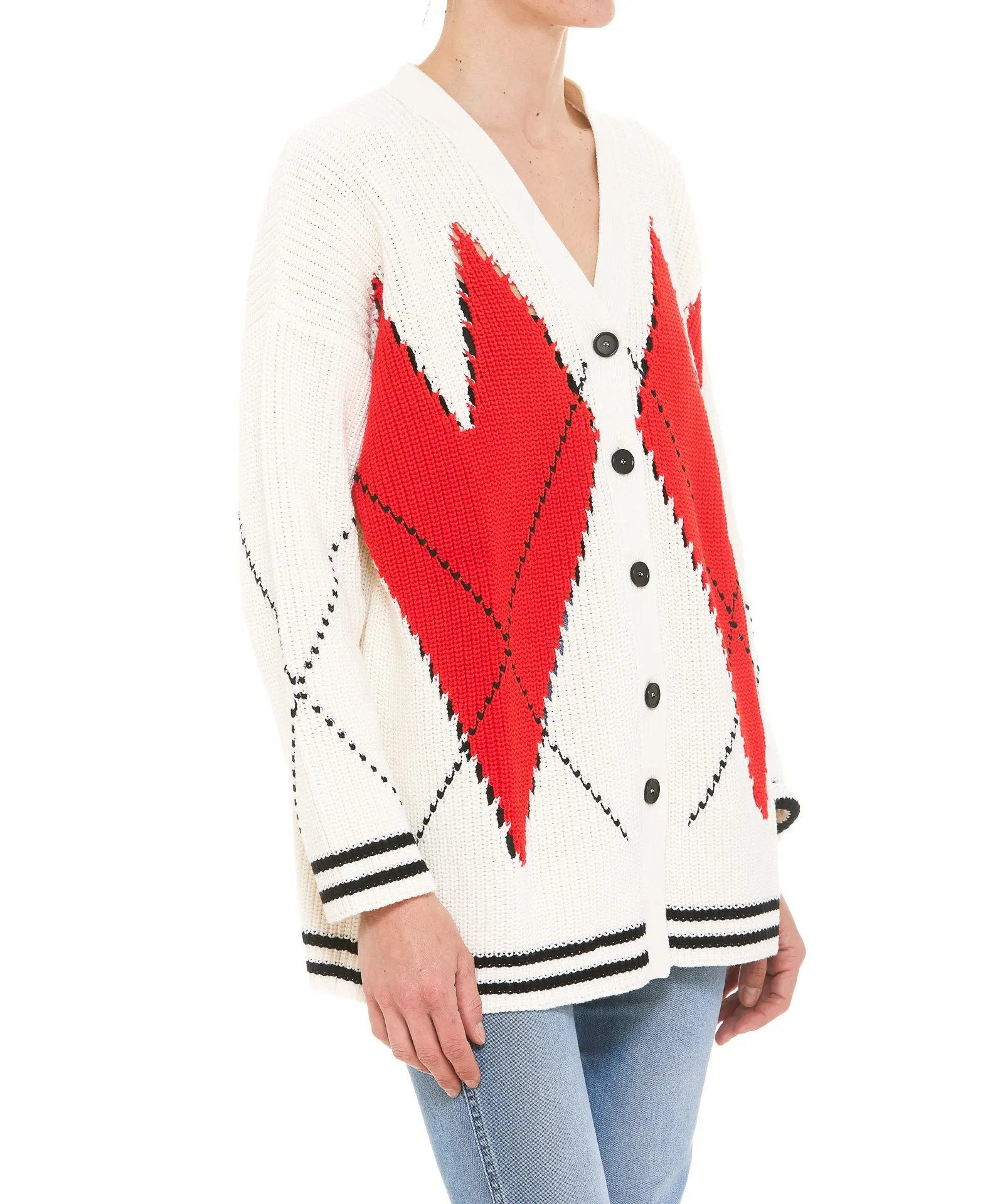 MSGM Argyle Pattern Knit Cardigan