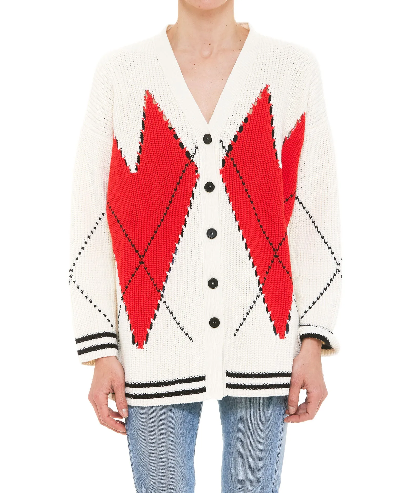 MSGM Argyle Pattern Knit Cardigan