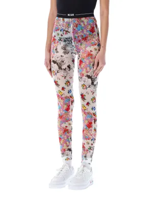 MSGM Floral Print Slim Fit Pants