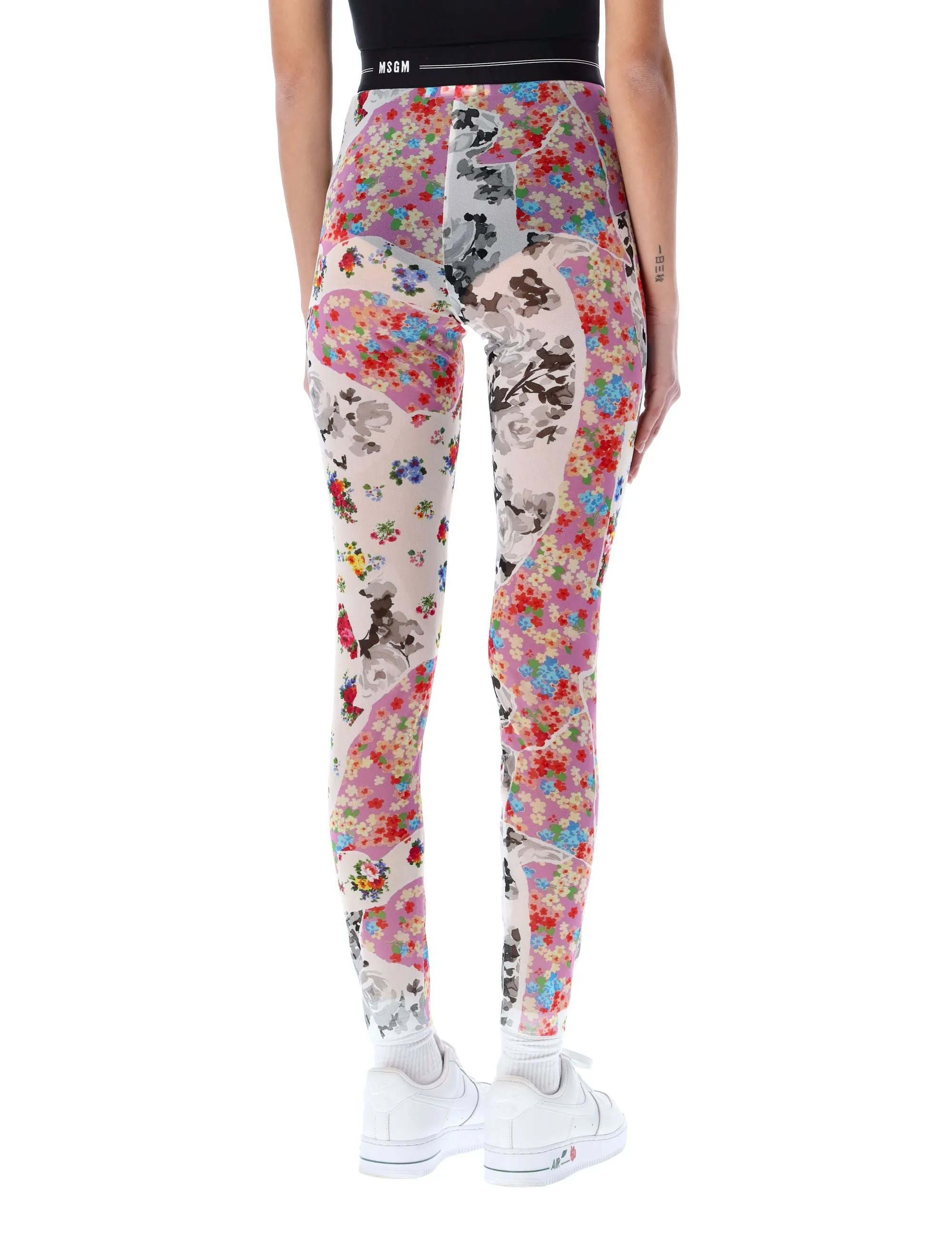 MSGM Floral Print Slim Fit Pants