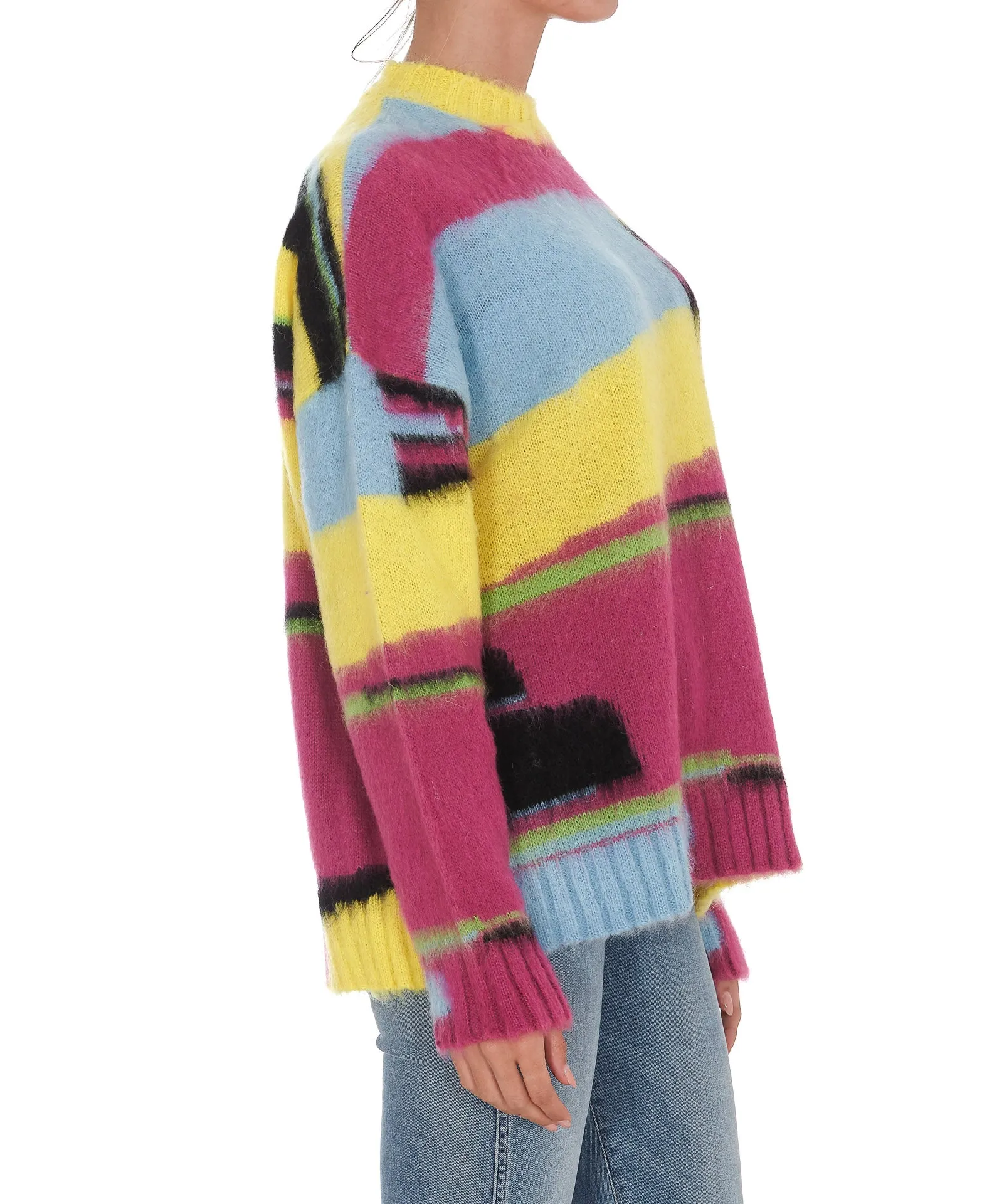 MSGM Geometric Print Crewneck Knit Sweater