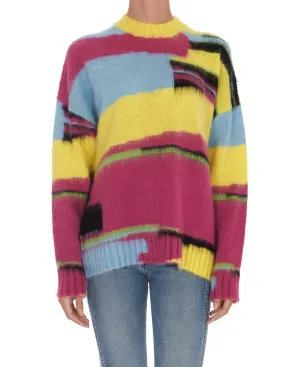 MSGM Geometric Print Crewneck Knit Sweater