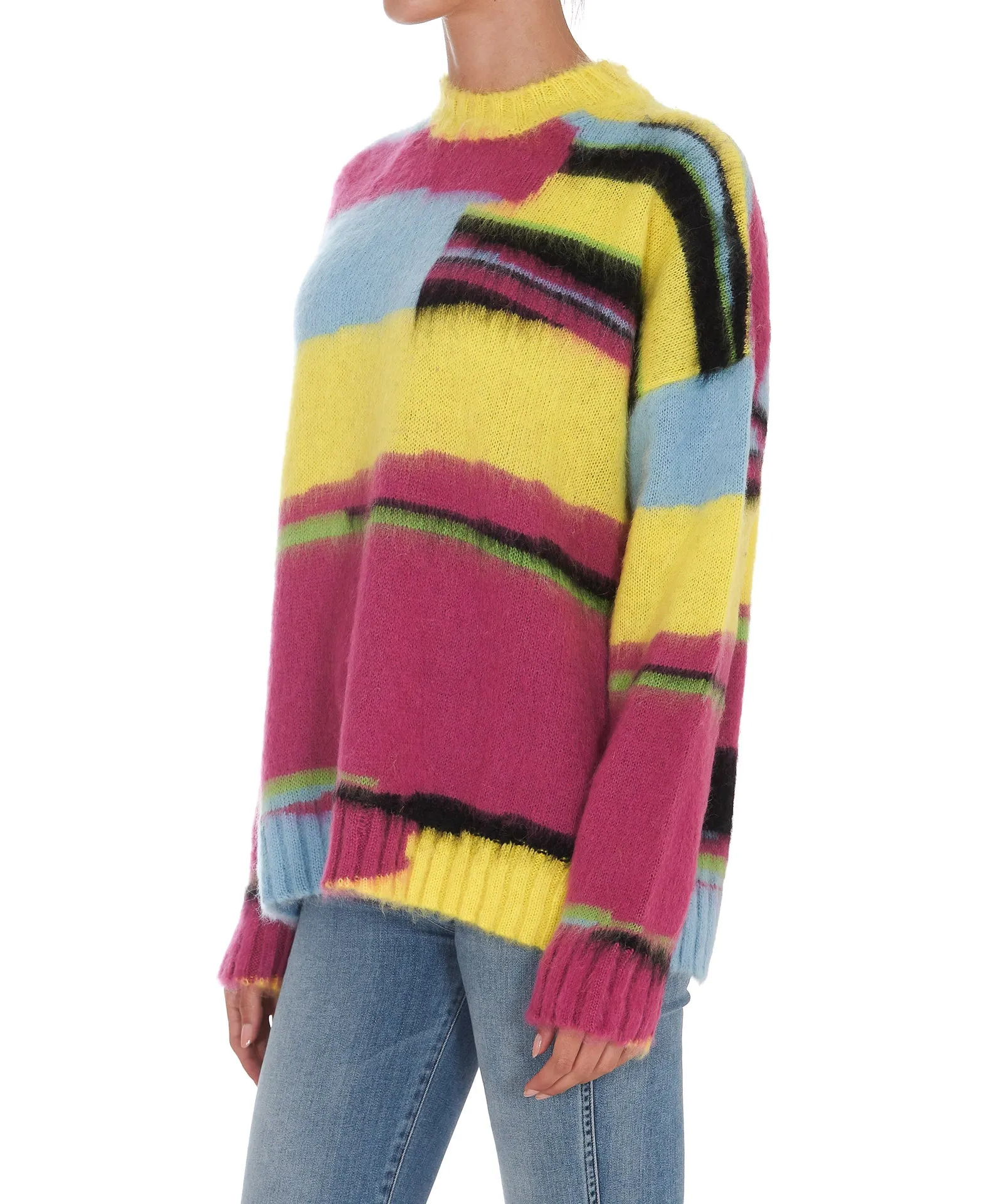 MSGM Geometric Print Crewneck Knit Sweater