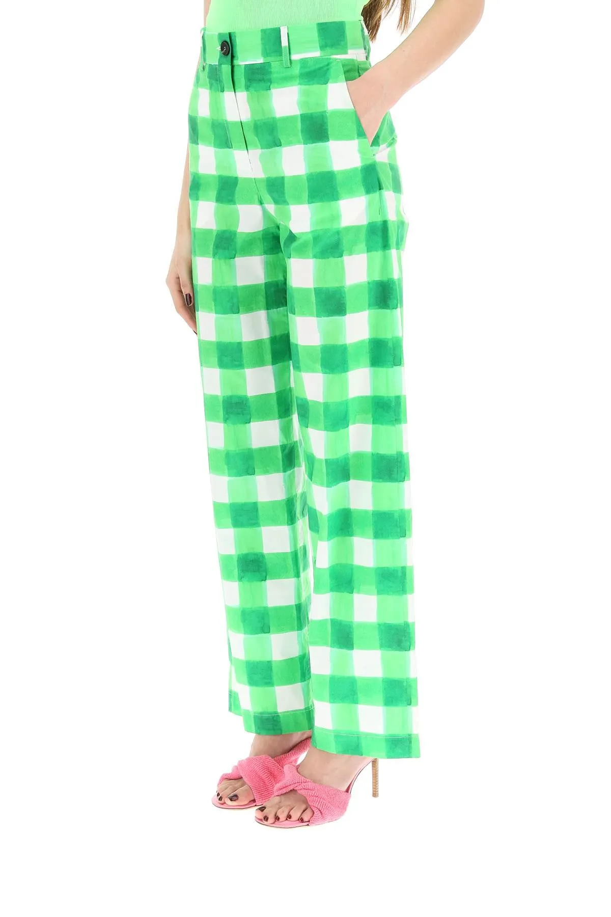 MSGM High-Rise Checked Trousers
