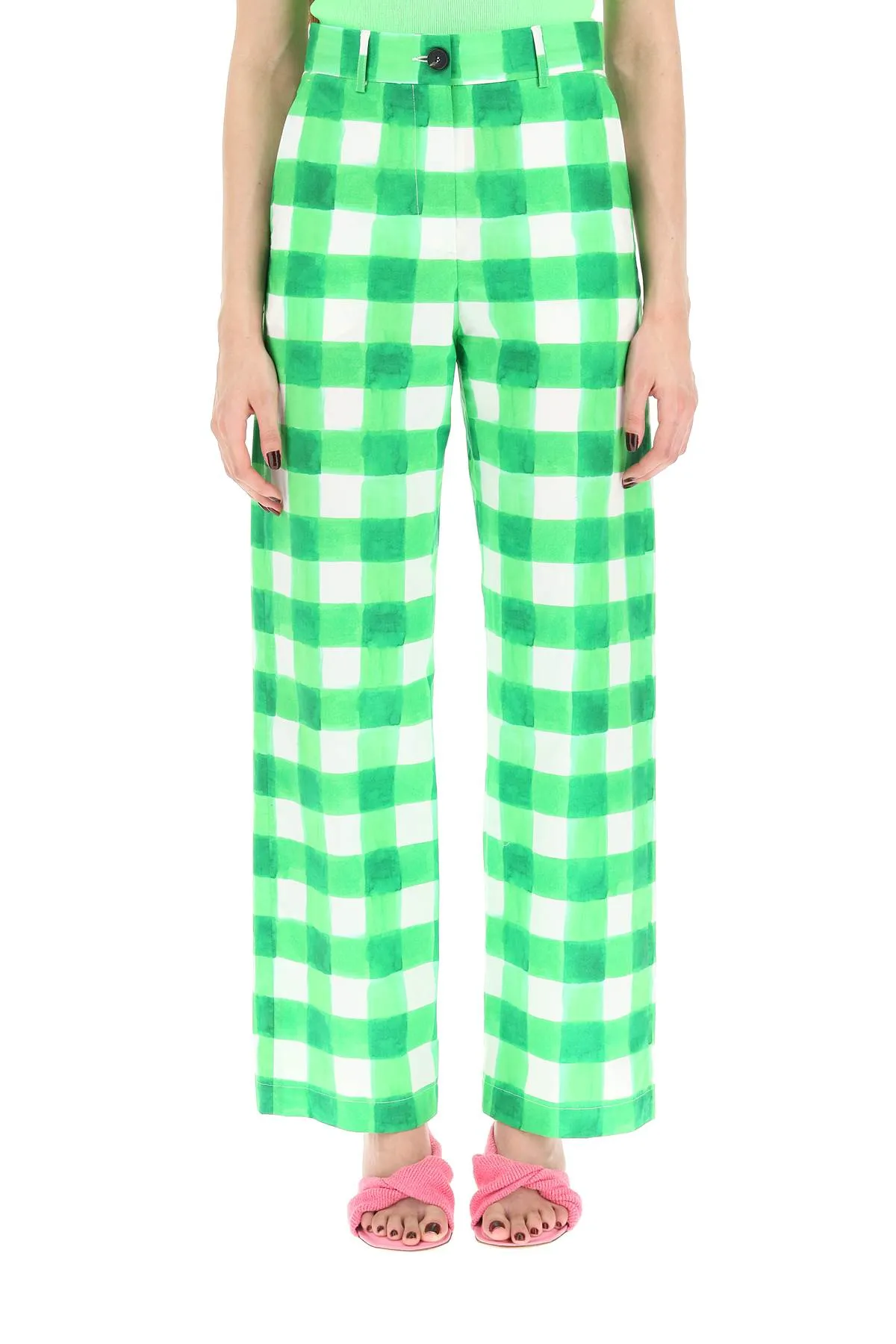 MSGM High-Rise Checked Trousers