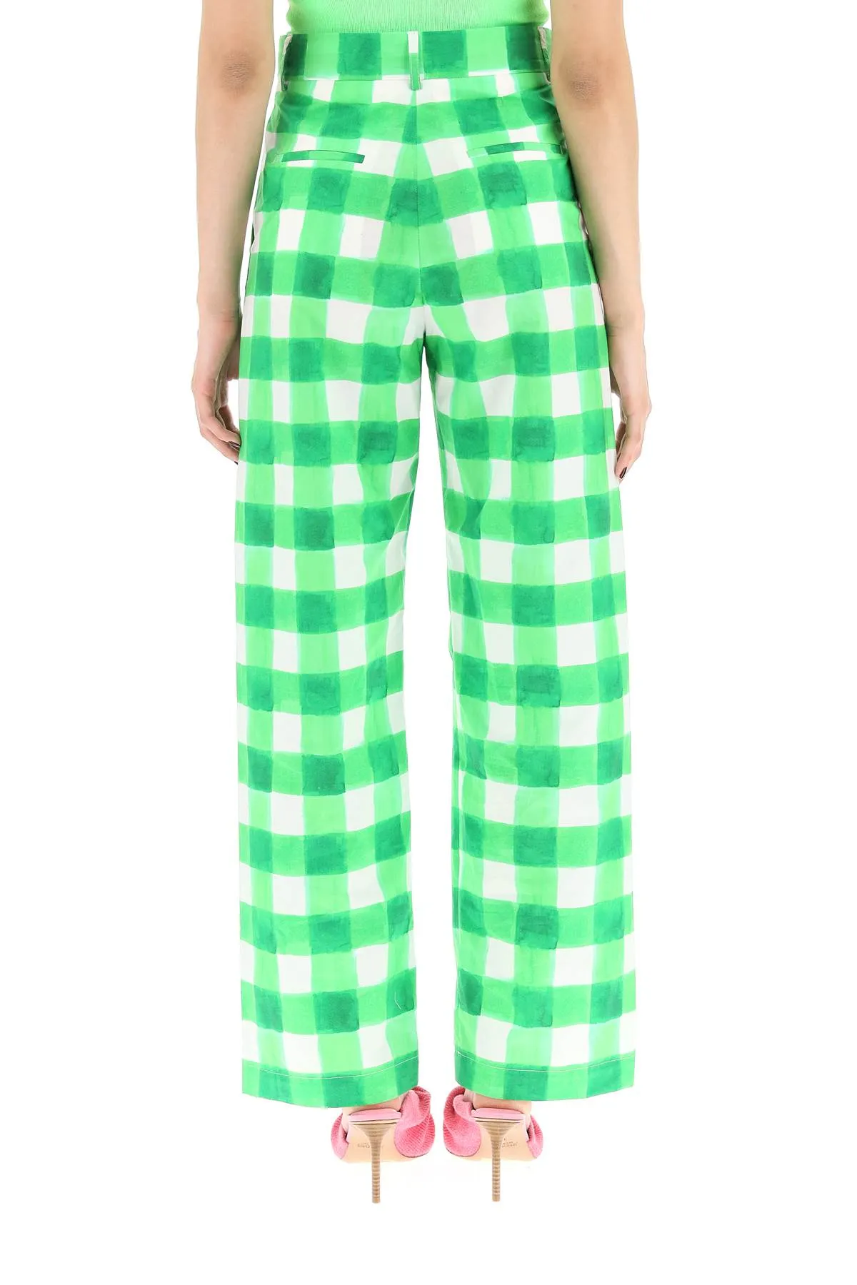 MSGM High-Rise Checked Trousers