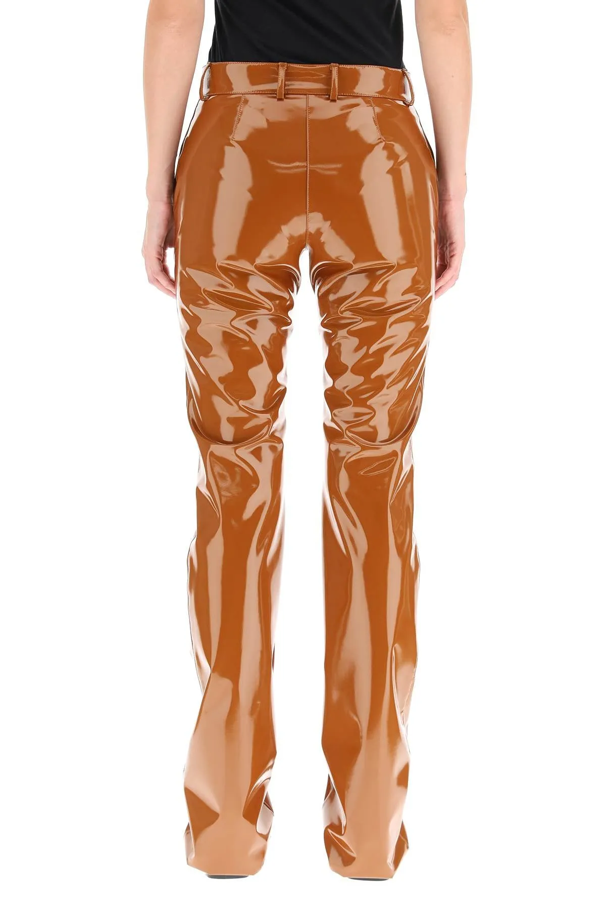 MSGM High-Waisted Lacquered Effect Trousers