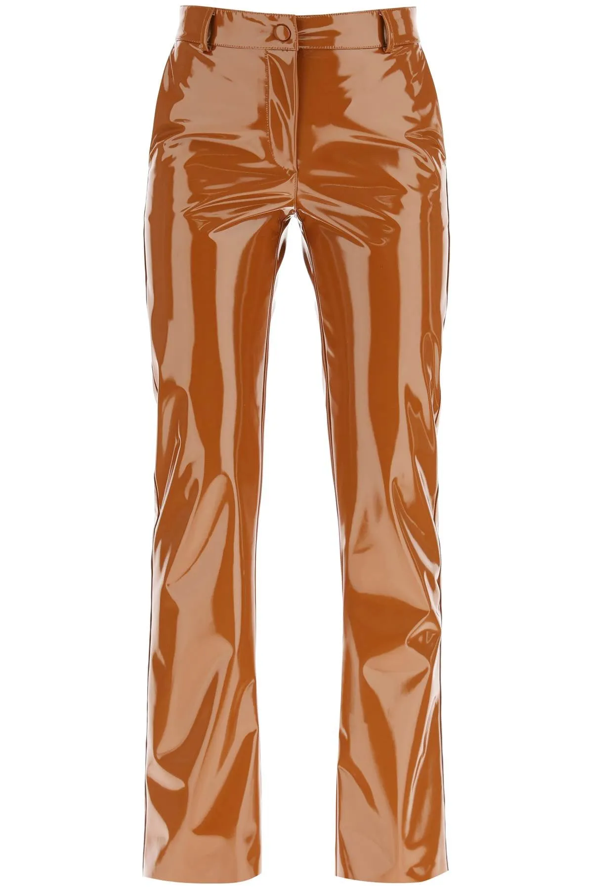 MSGM High-Waisted Lacquered Effect Trousers