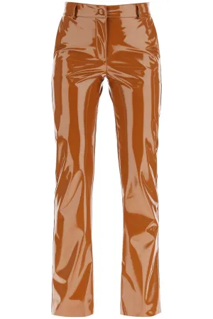 MSGM High-Waisted Lacquered Effect Trousers