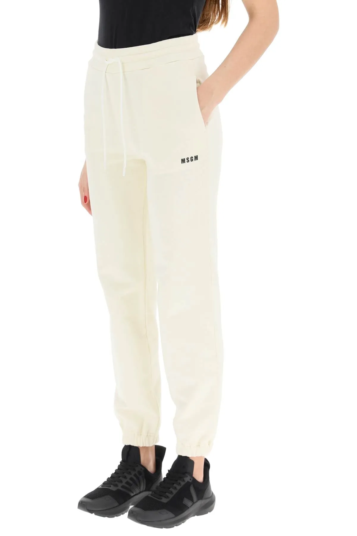 MSGM Logo Embroidered Drawstring Jogging Pants