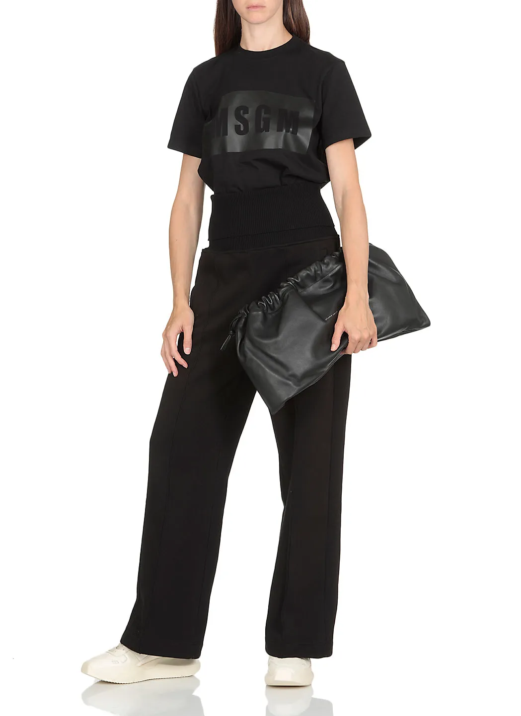 MSGM Logo Embroidered Wide-Leg Pants