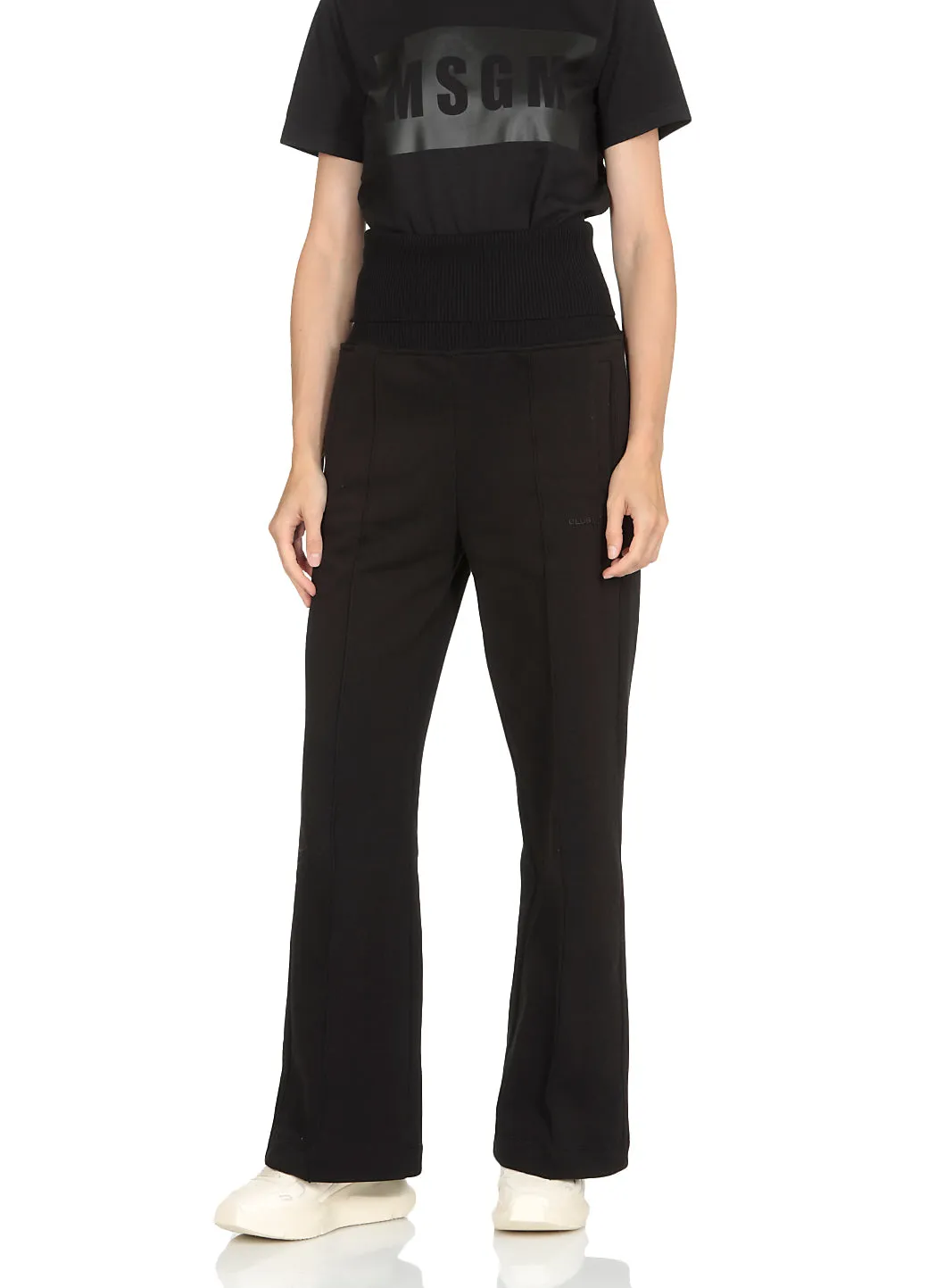 MSGM Logo Embroidered Wide-Leg Pants