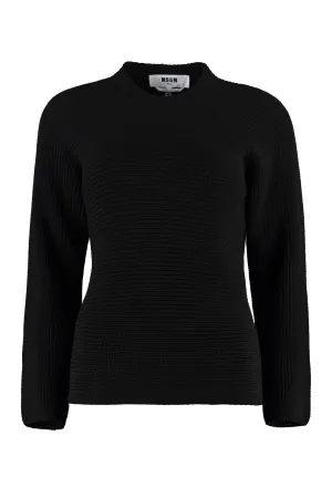 MSGM Ribbed Back Lace-Up Knitted Sweater