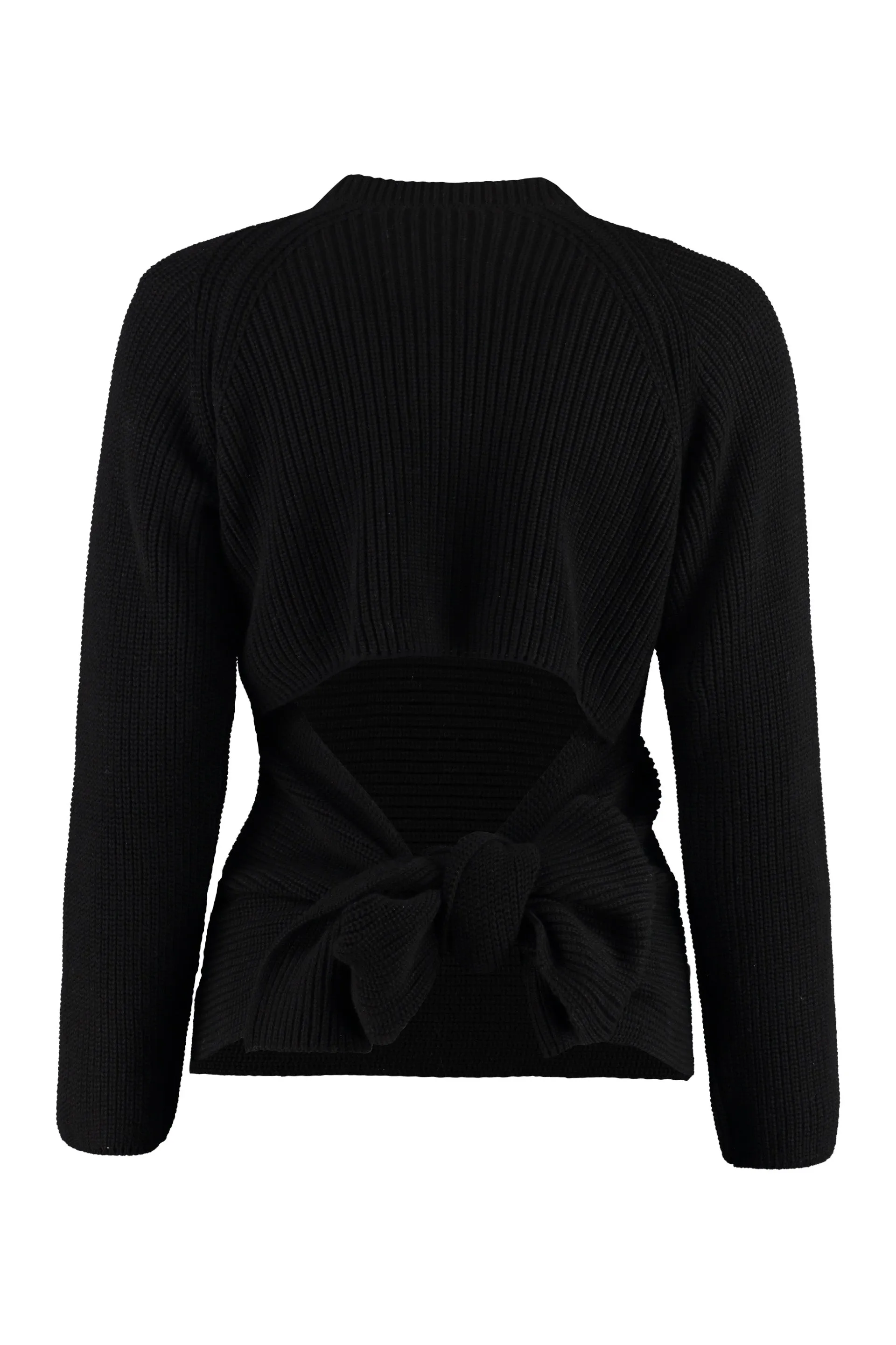 MSGM Ribbed Back Lace-Up Knitted Sweater