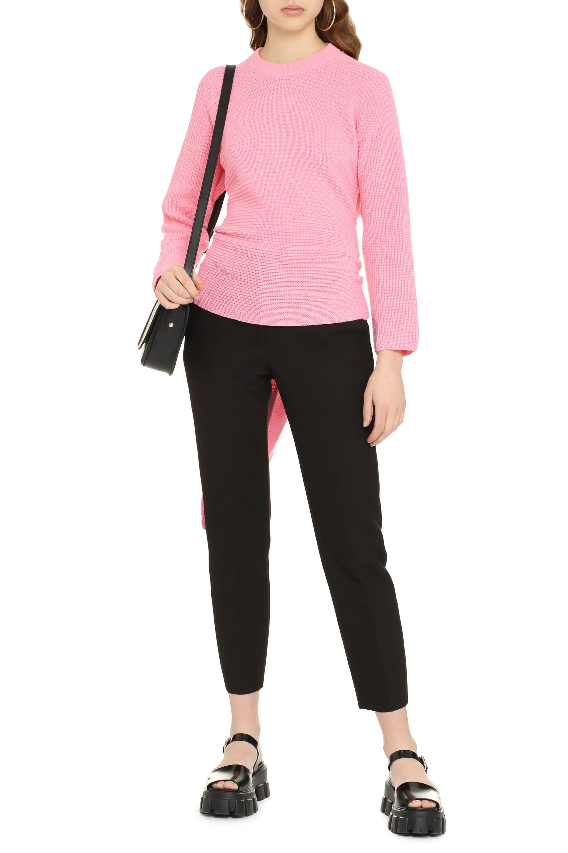MSGM Ribbed Back Lace-Up Knitted Sweater