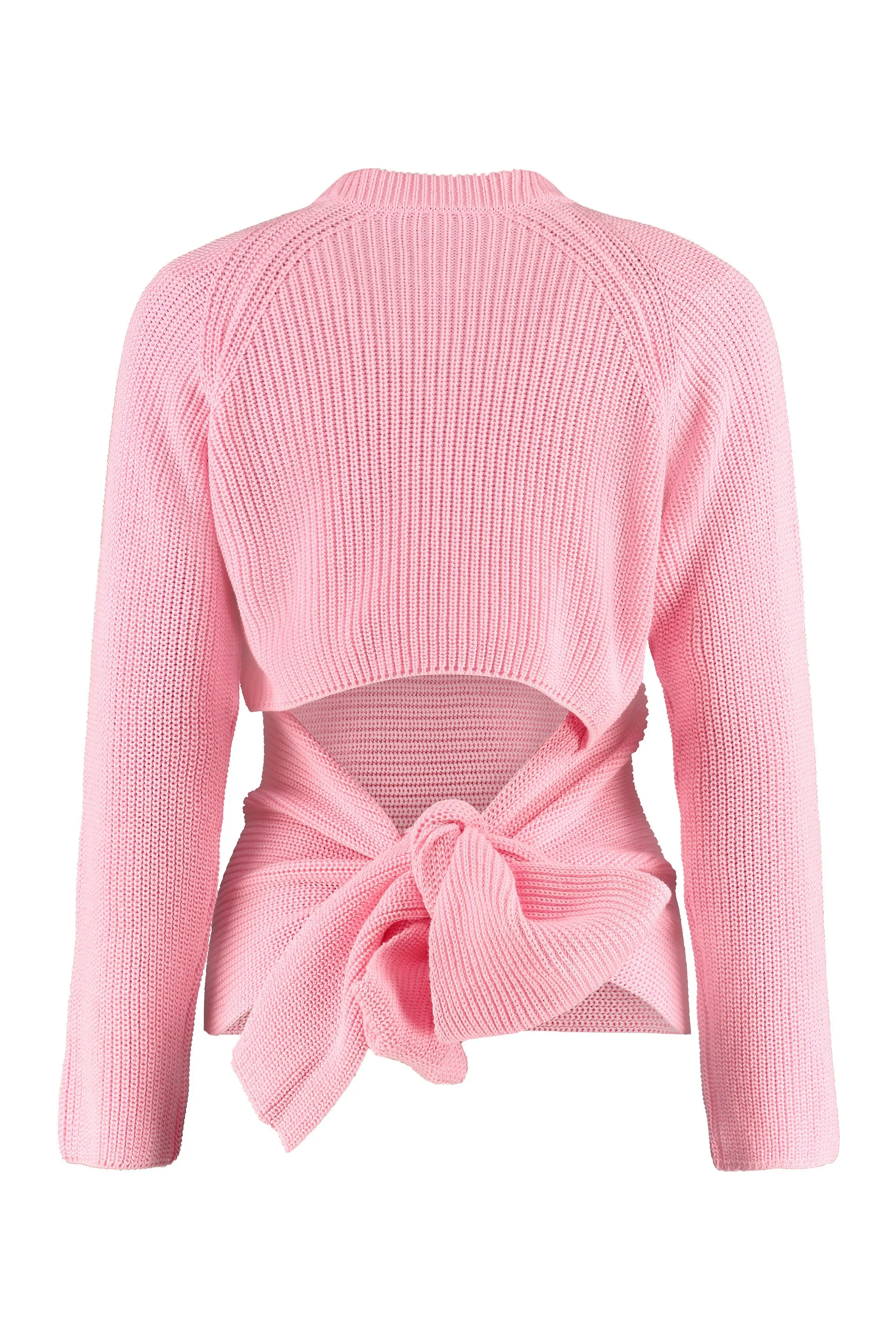 MSGM Ribbed Back Lace-Up Knitted Sweater