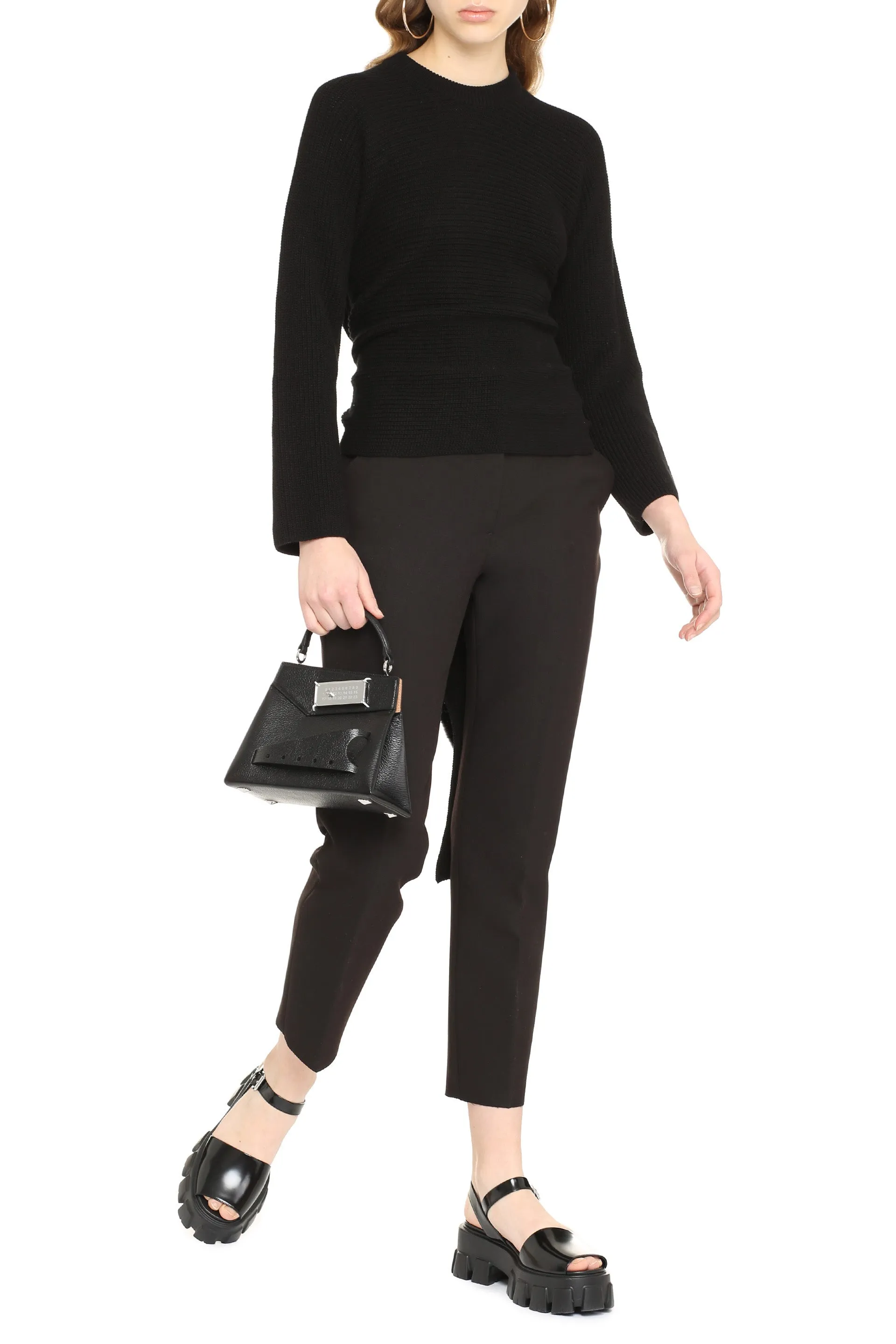 MSGM Ribbed Back Lace-Up Knitted Sweater