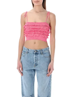 MSGM Ruffled Cropped Sleeveless Knit Top