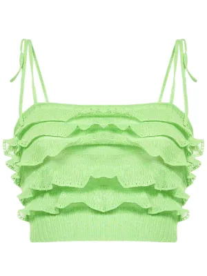 MSGM Ruffled Cropped Sleeveless Knit Top