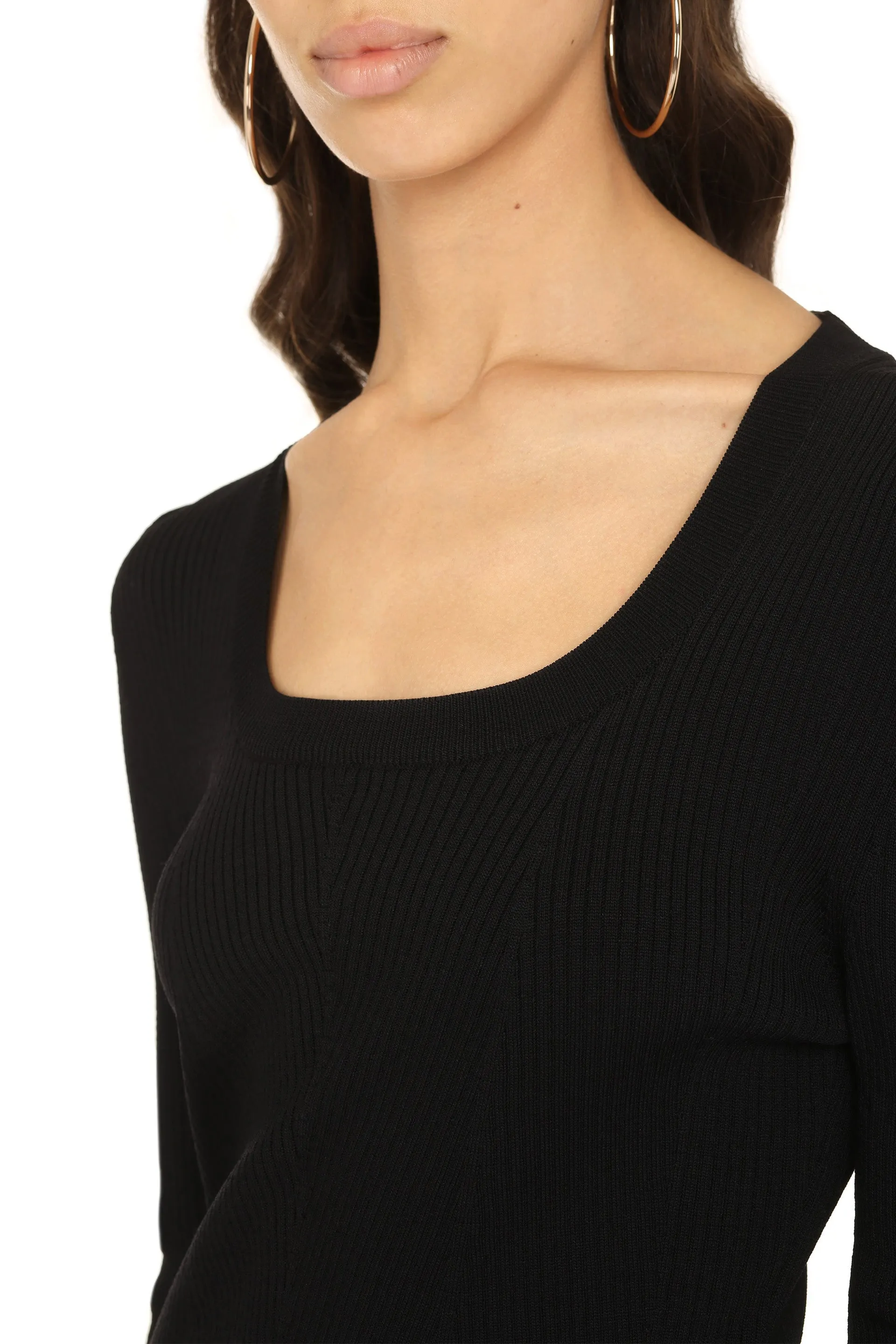 MSGM Scoop Neck Rib Knit Top