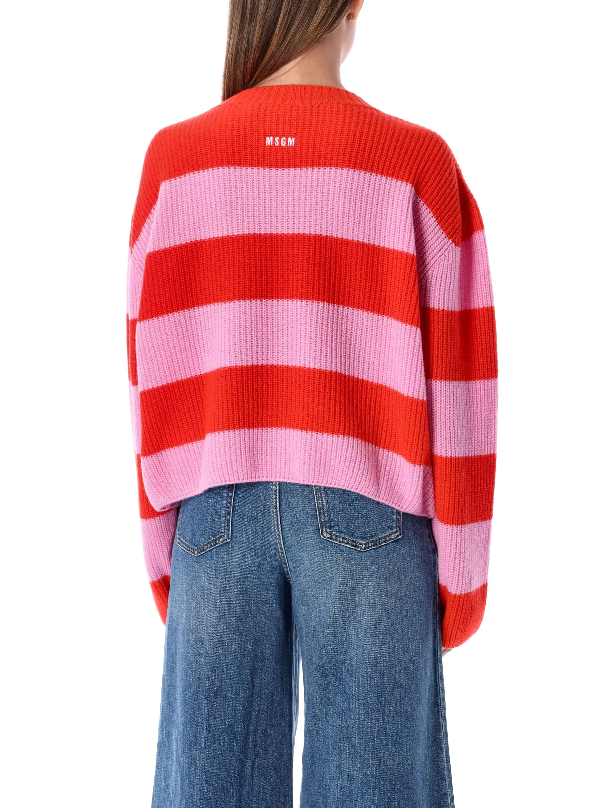 MSGM Striped Crewneck Long Sleeved Sweater
