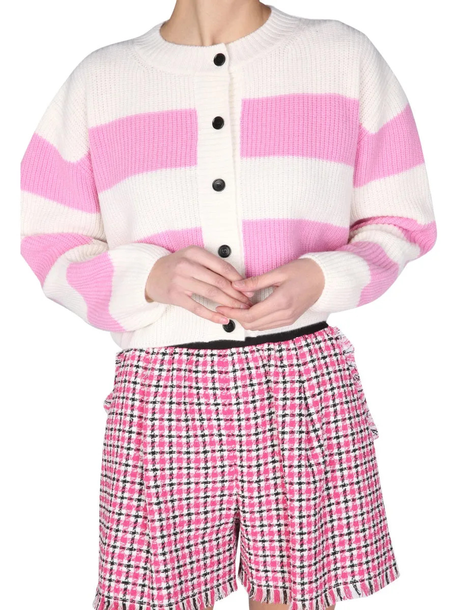 MSGM Striped Knit Cropped Cardigan