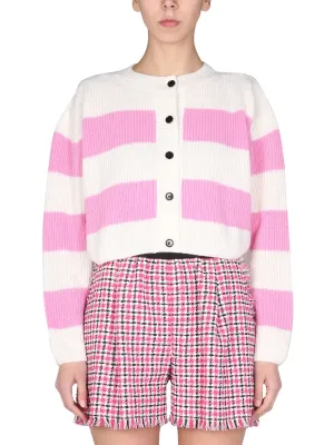 MSGM Striped Knit Cropped Cardigan