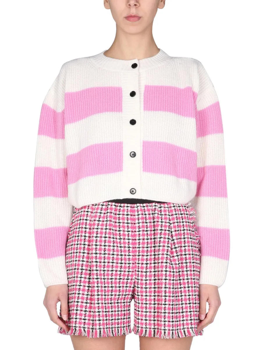 MSGM Striped Knit Cropped Cardigan