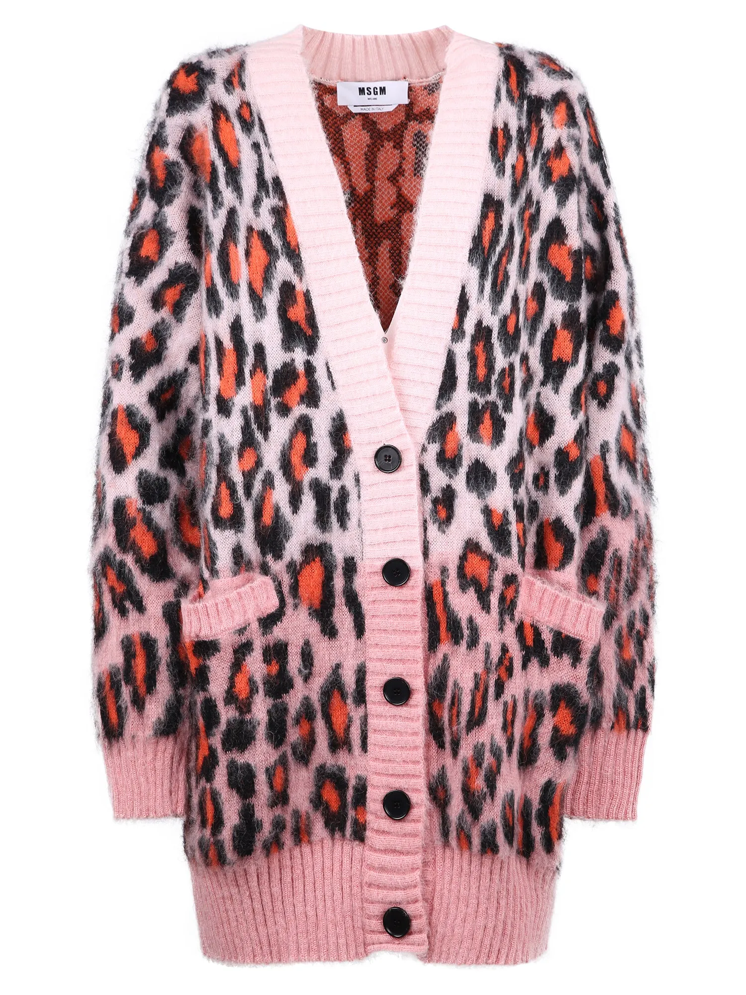 MSGM V-Neck Leopard-Knit Cardigan