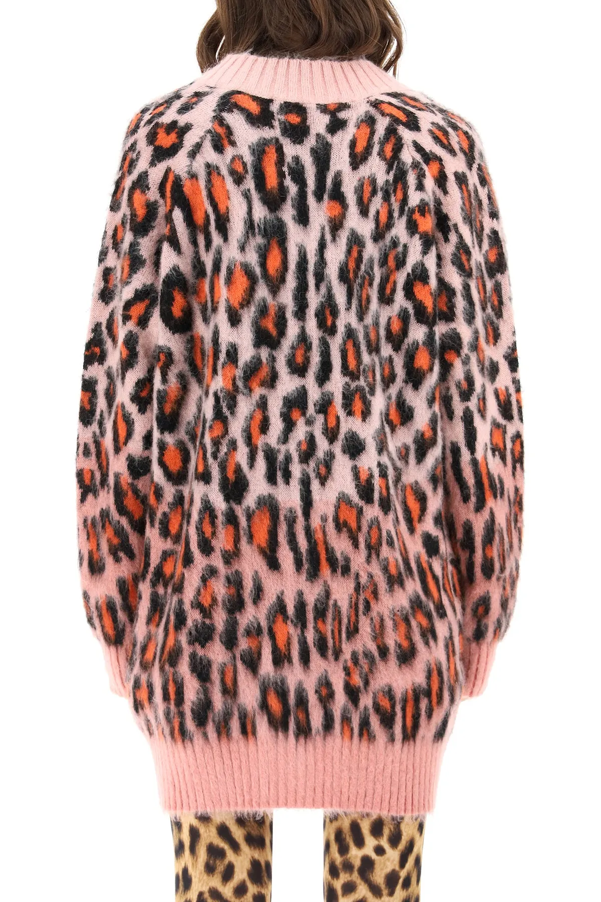 MSGM V-Neck Leopard-Knit Cardigan