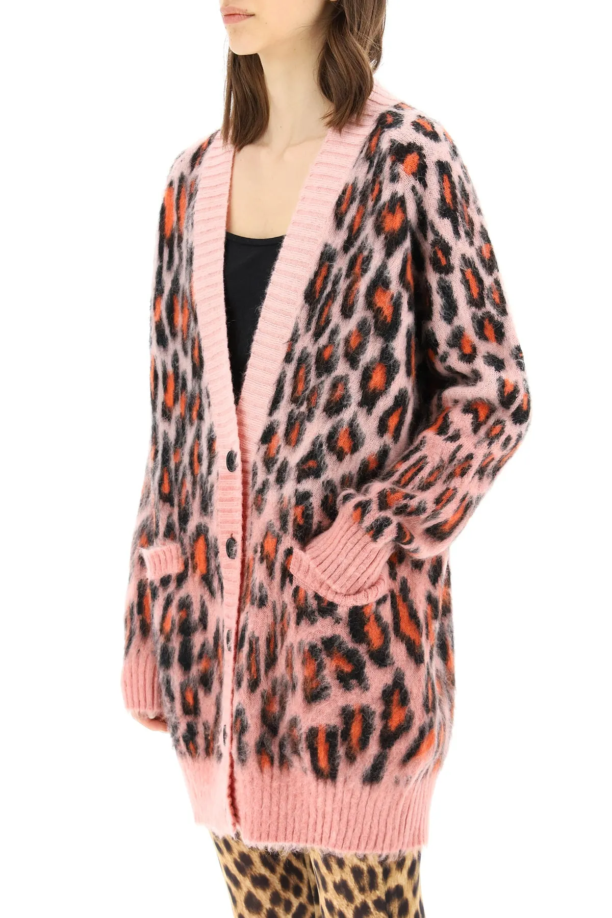 MSGM V-Neck Leopard-Knit Cardigan