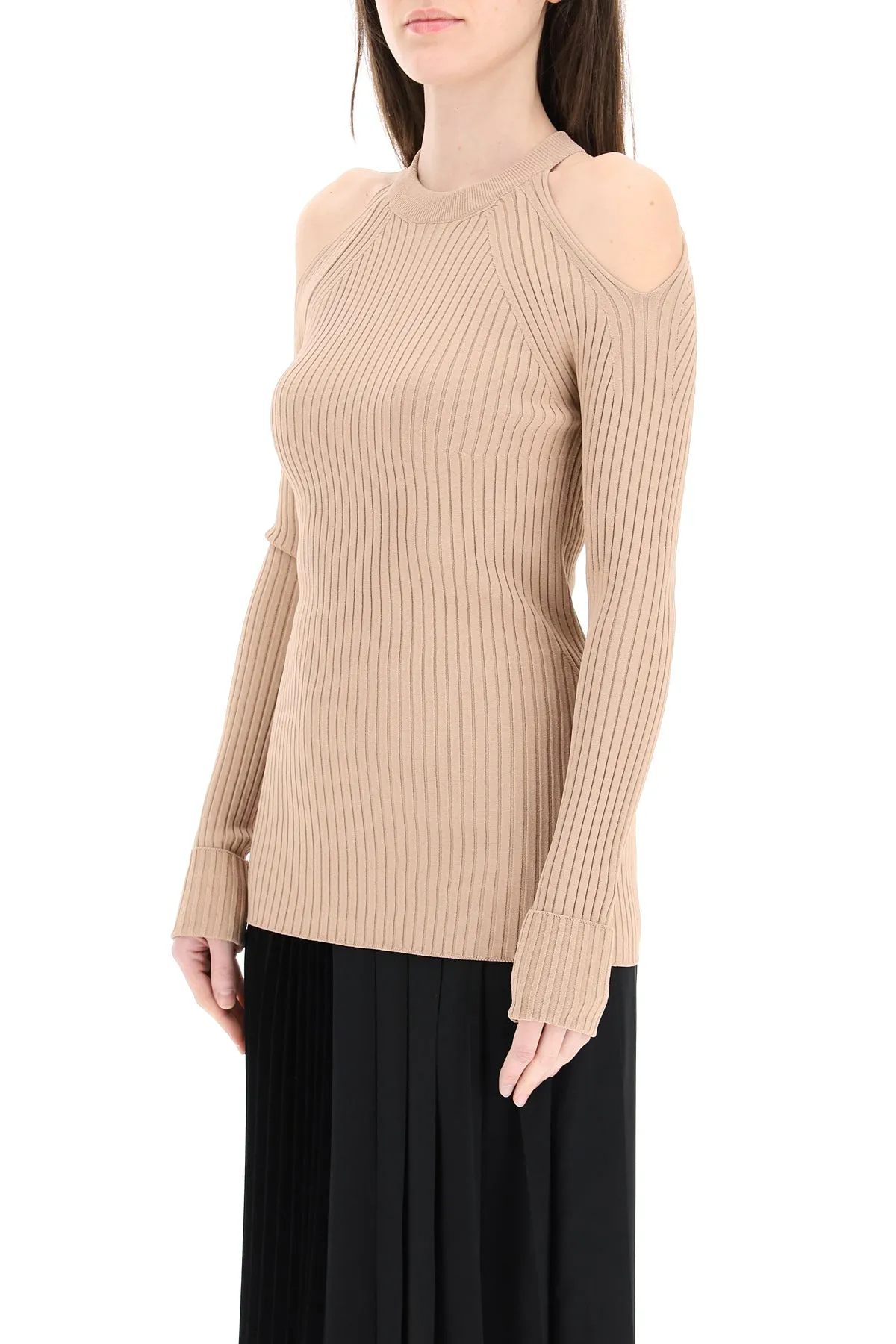 N21 Cut Out Shoulder Ribbed Sweater