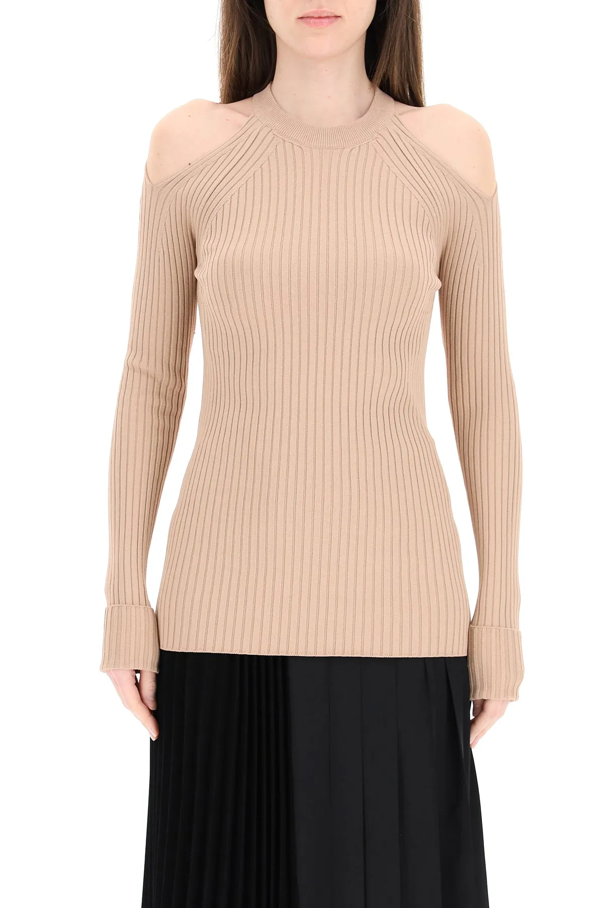 N21 Cut Out Shoulder Ribbed Sweater
