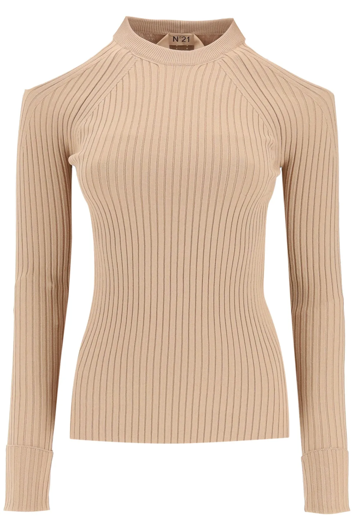 N21 Cut Out Shoulder Ribbed Sweater