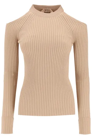 N21 Cut Out Shoulder Ribbed Sweater