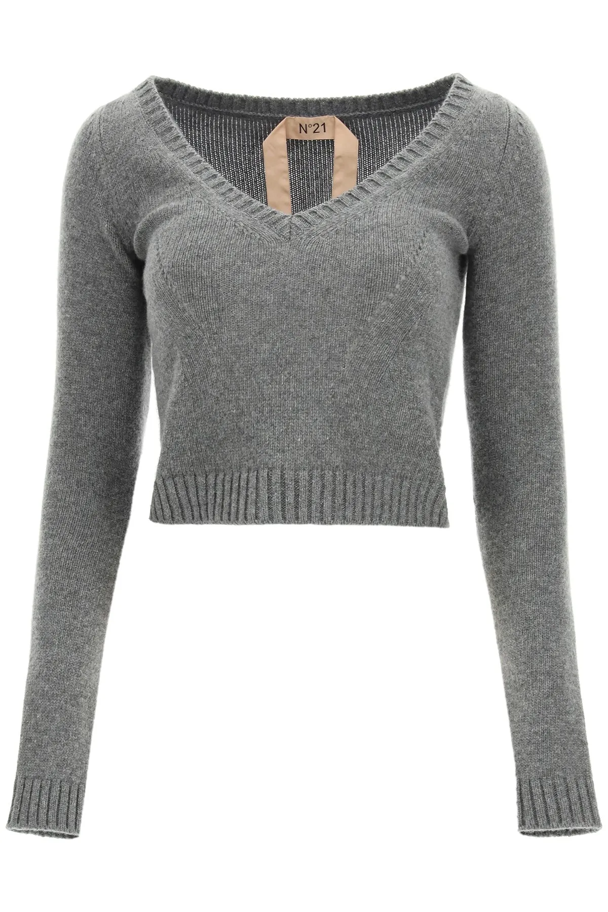 N21 V-Neck Cropped Sweater