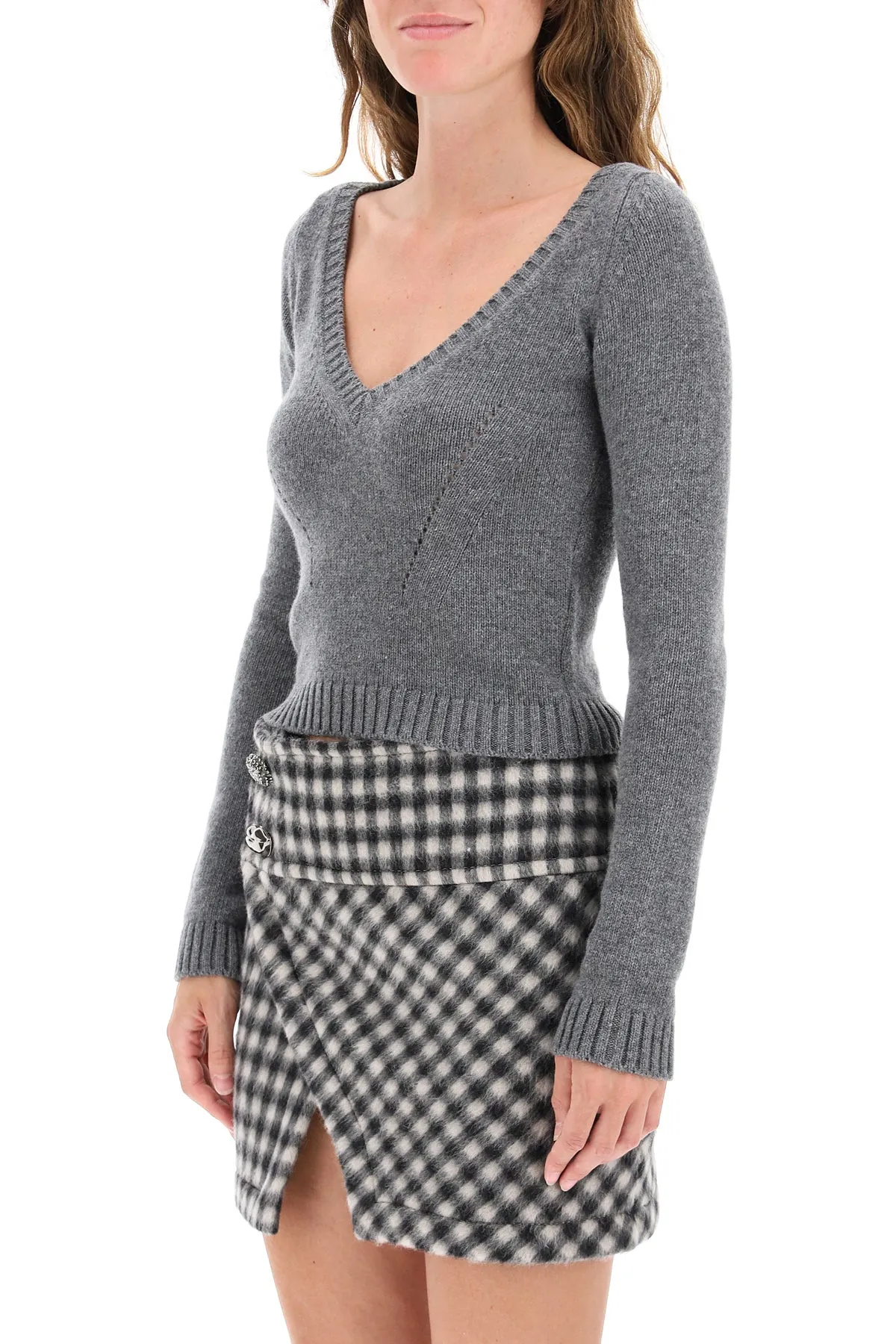 N21 V-Neck Cropped Sweater