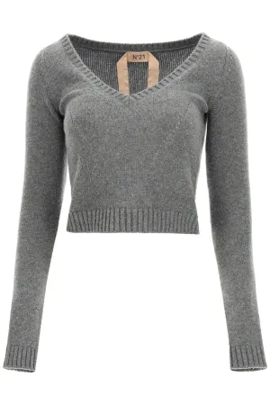 N21 V-Neck Cropped Sweater