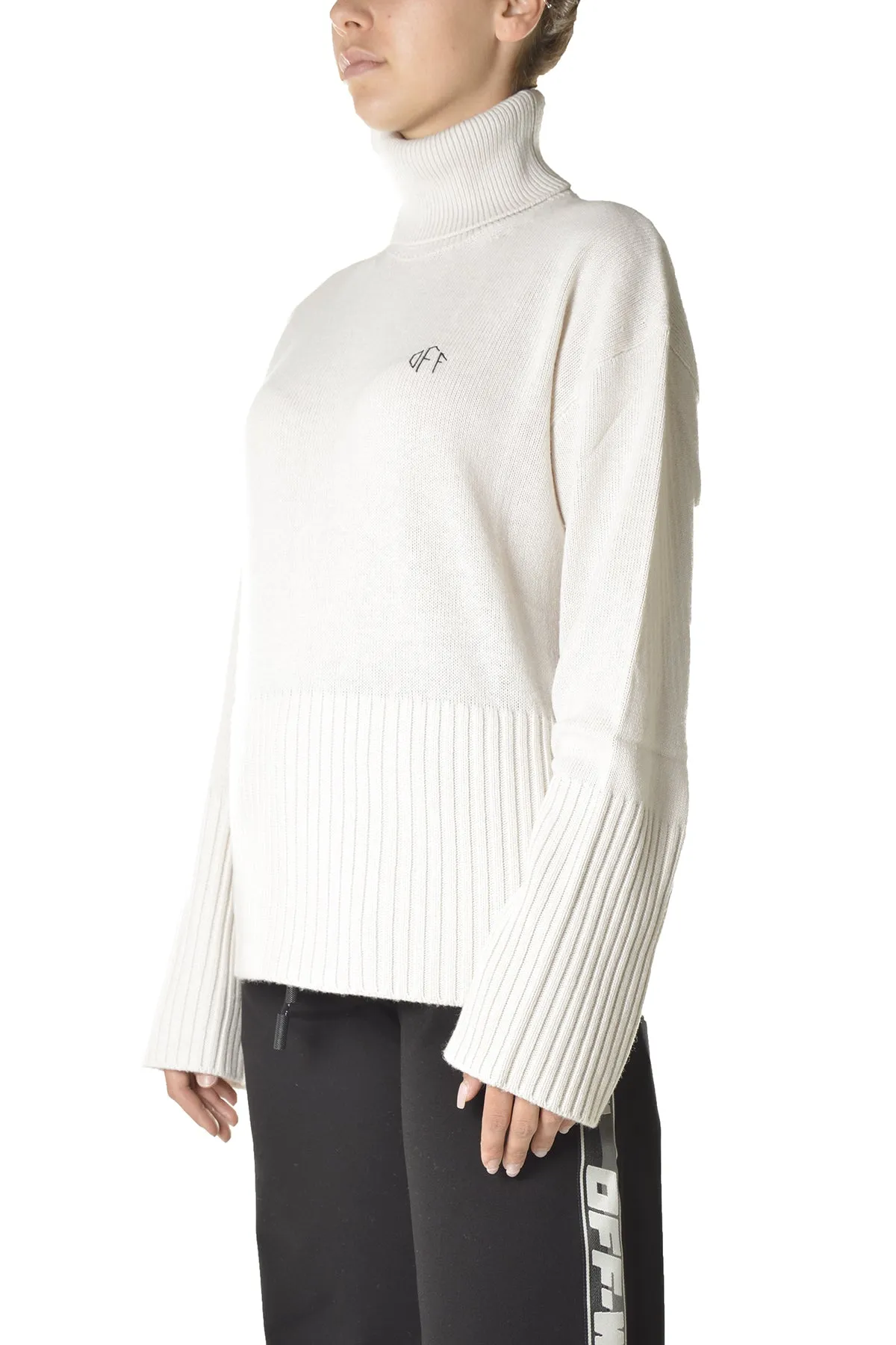 Off-White Logo Embroidered Turtleneck Sweater