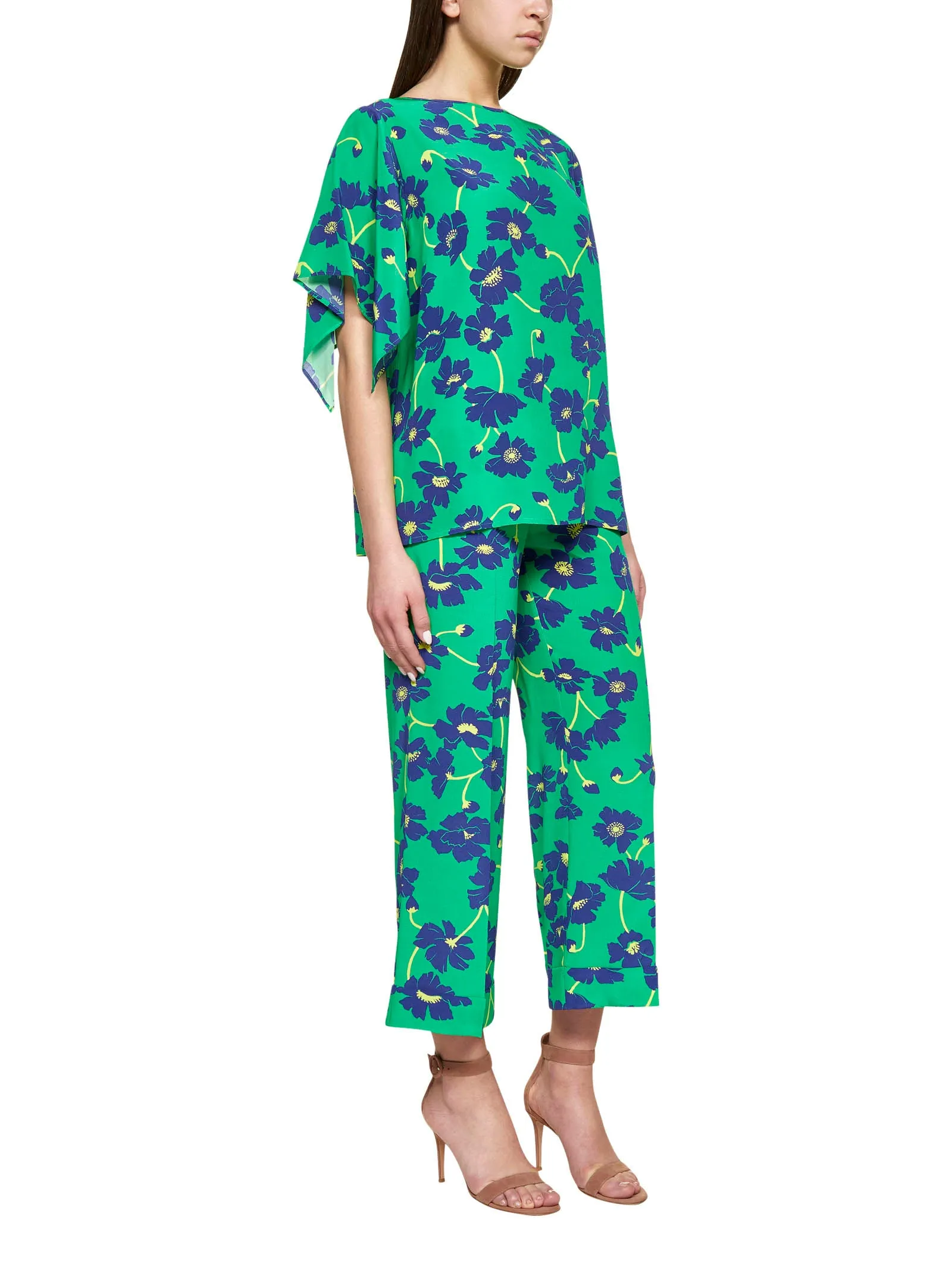P.A.R.O.S.H. Floral Printed Cropped Trousers