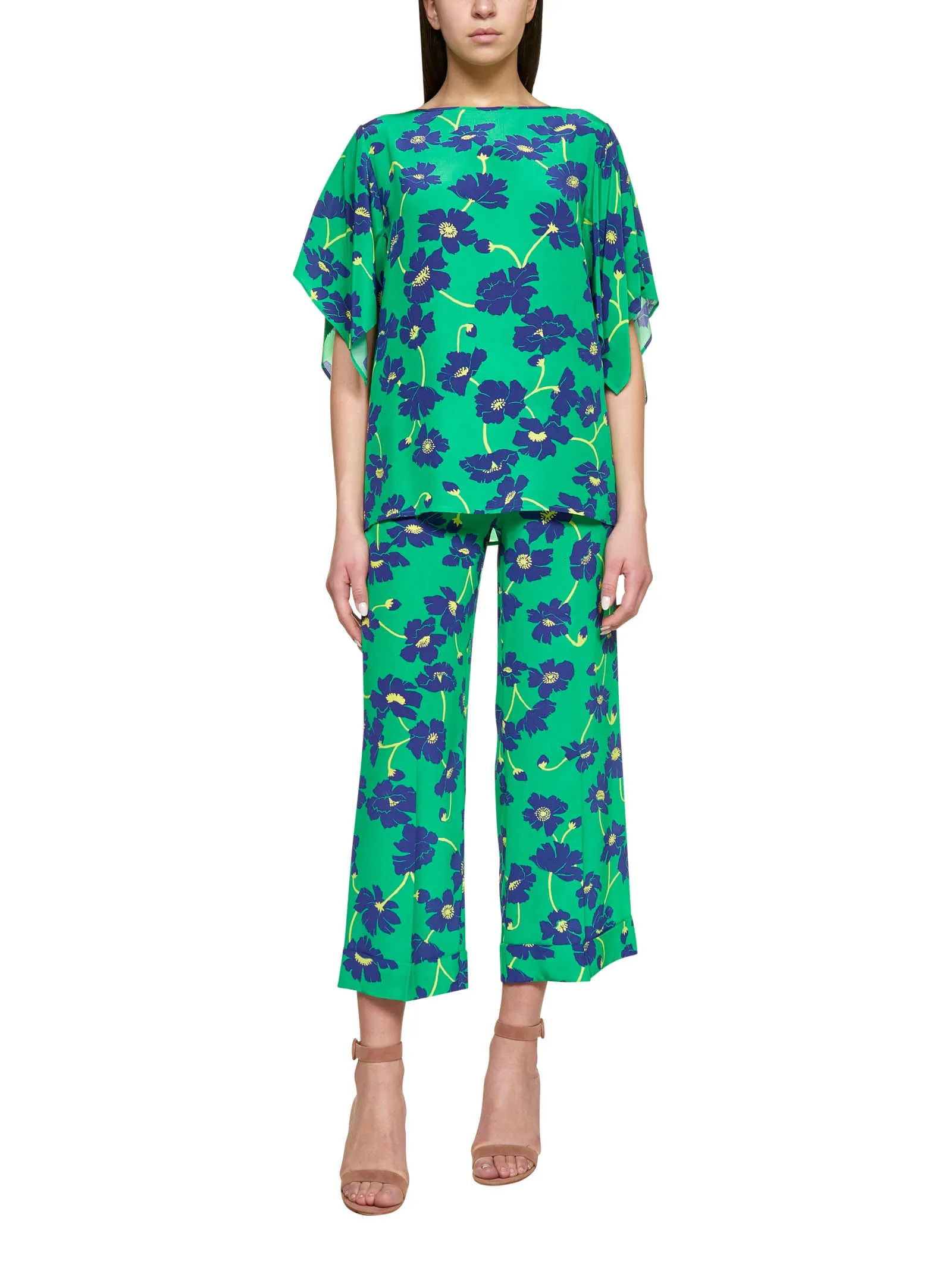 P.A.R.O.S.H. Floral Printed Cropped Trousers