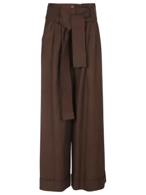 P.A.R.O.S.H. Tied Waist Wide Leg Trousers