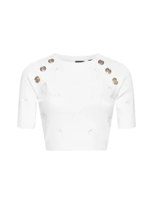Pinko Allover Logo Crop Knit Top