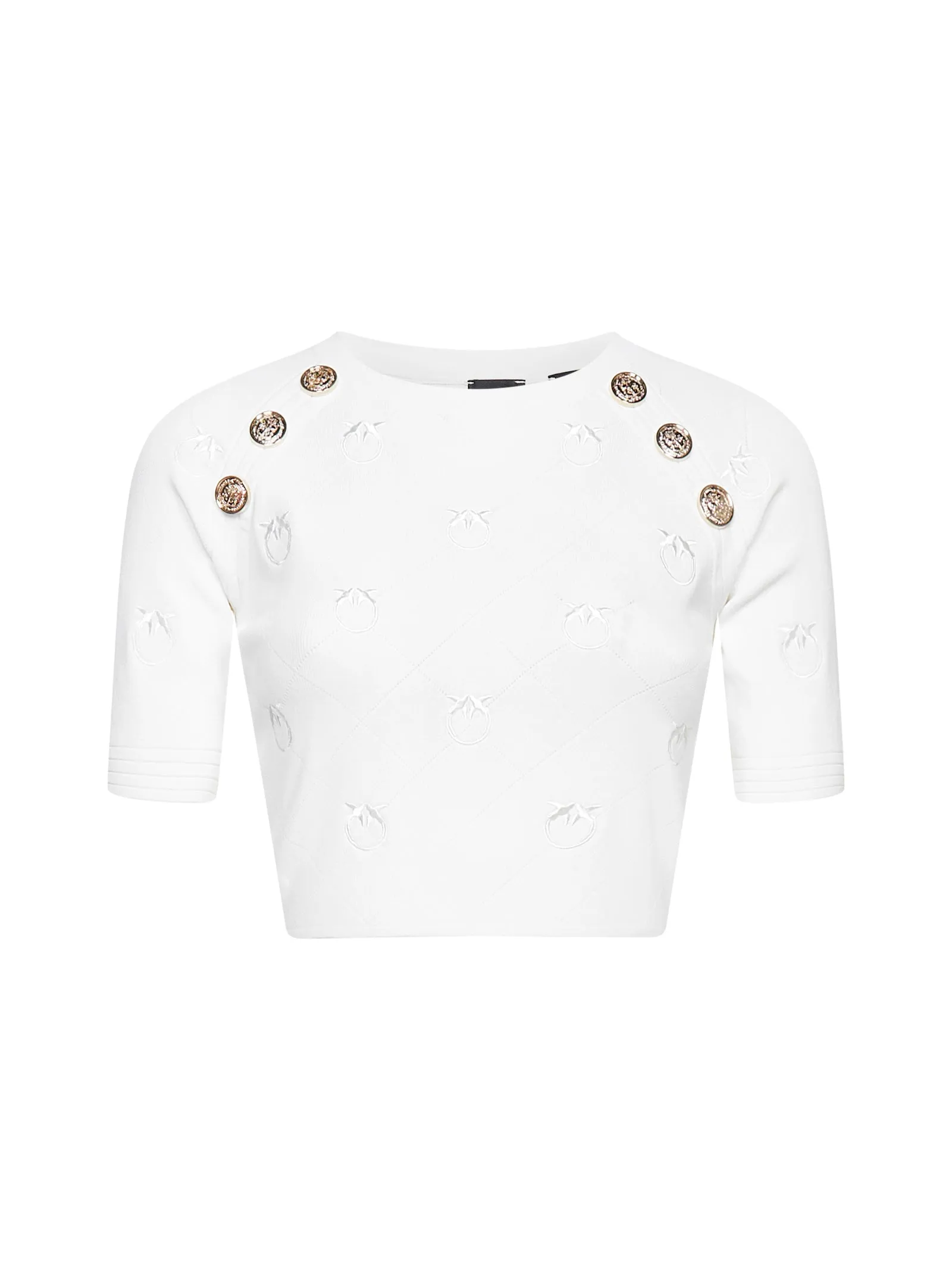 Pinko Allover Logo Crop Knit Top