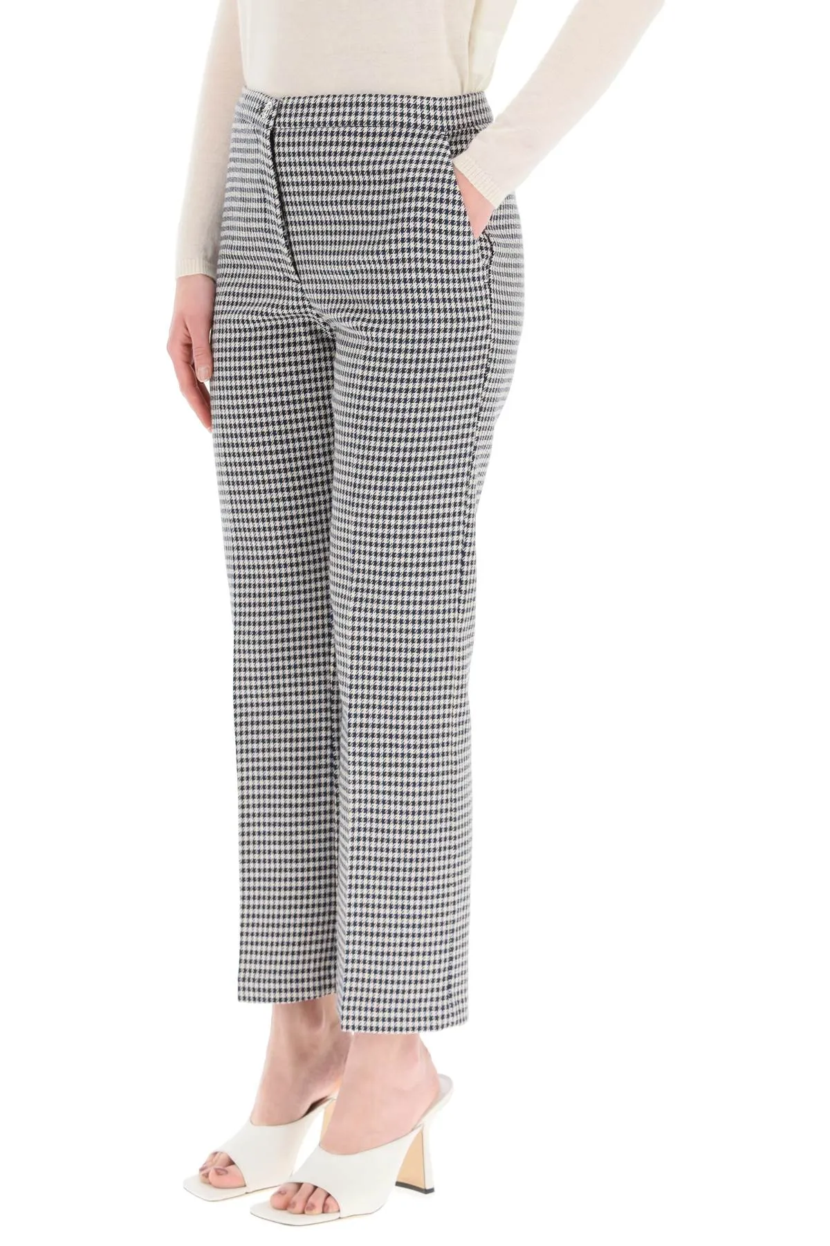 Pinko Houndstooth Print Cropped Trousers