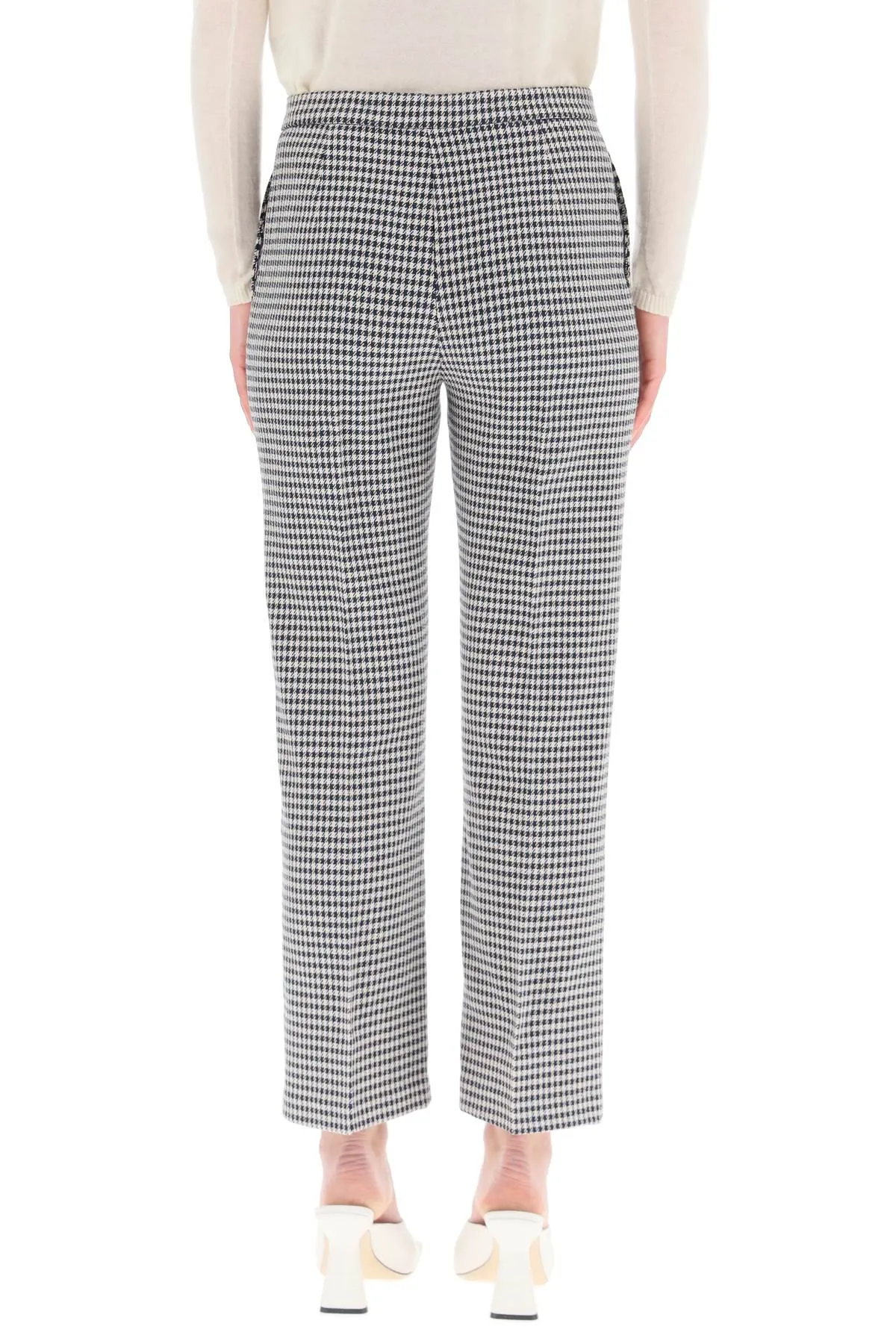 Pinko Houndstooth Print Cropped Trousers